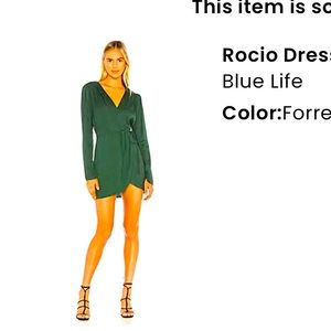 Blue life green wrap mini dress